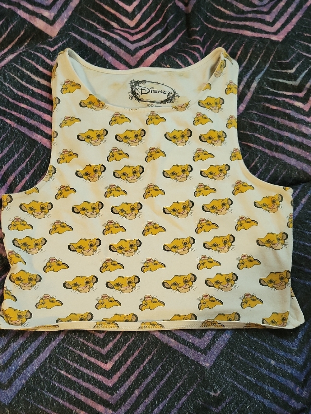 Disney Cream Crop Tank with Yellow Simba Print